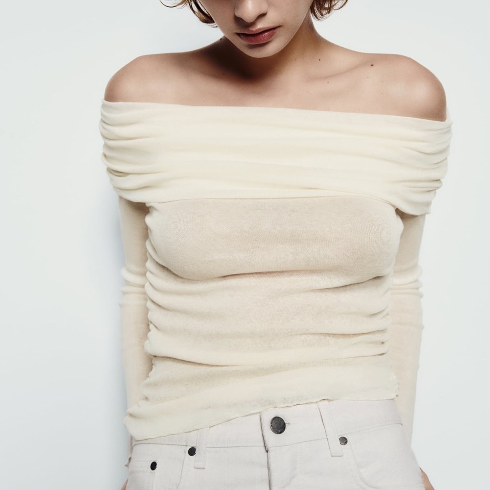 Off the Shoulder Semi-Sheer Zara Top